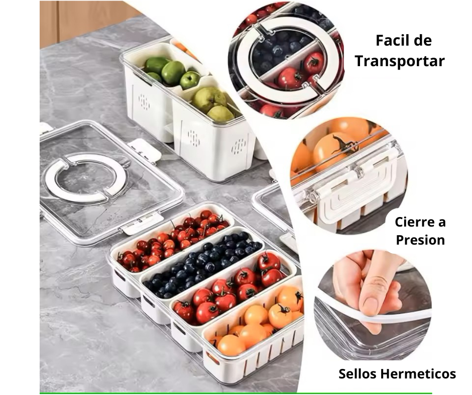 Táper Hermético 4 en 1 – Organización y Frescura en un Solo Lugar!