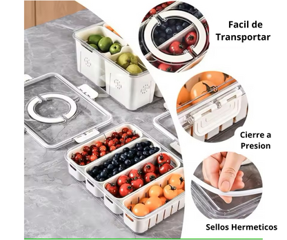 Táper Hermético 4 en 1 – Organización y Frescura en un Solo Lugar!